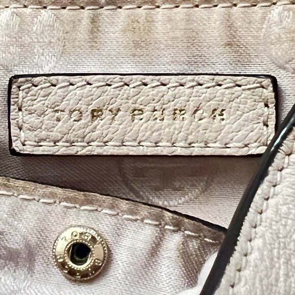 $695 Authentic TORY BURCH Women's Beige Leather Shoulder Tote Bag - Picture 2 of 12